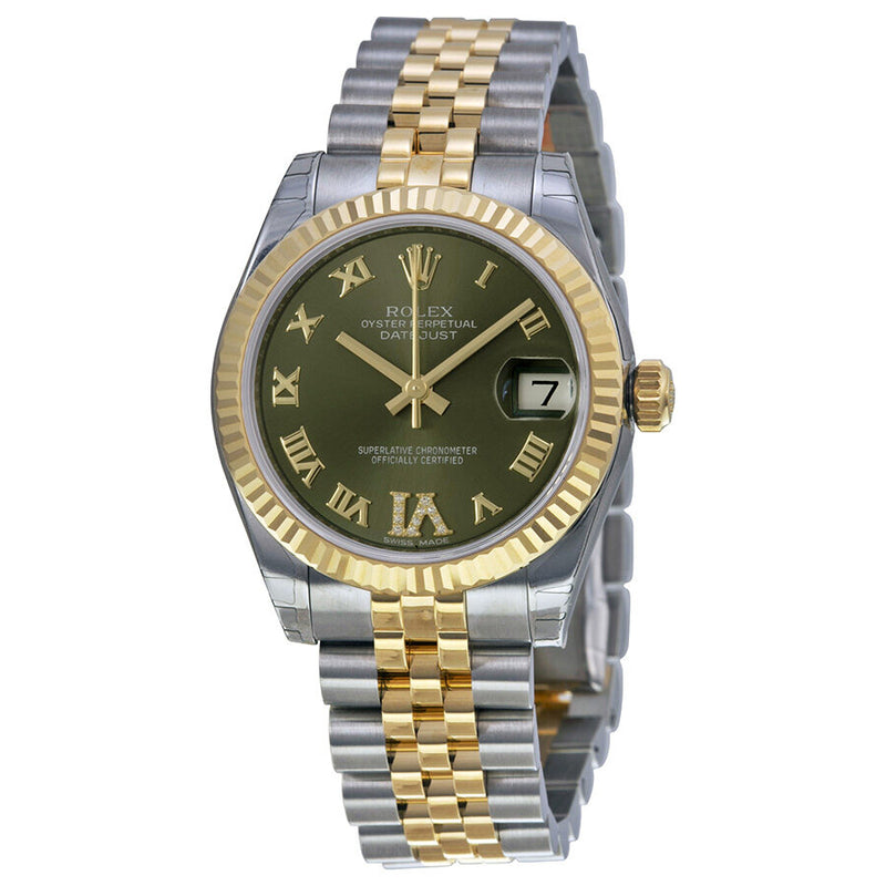 Rolex Datejust Lady 31 Green Dial Stainless Steel and 18K Yellow Gold Jubilee Bracelet Automatic Watch #178273GNRJ - Watches of America