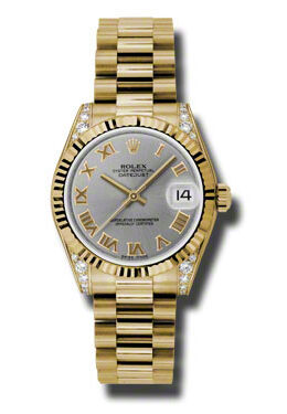 Rolex Datejust Lady 31 Grey Dial 18K Yellow Gold President Automatic Ladies Watch #178238GRP - Watches of America