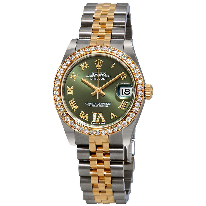 Rolex Datejust Lady 31 Olive Green Dial Stainless Steel and 18K Yellow Gold Jubilee Bracelet Automatic Watch #178383GNRDJ - Watches of America