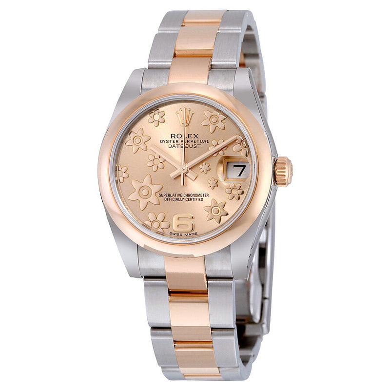 Rolex Datejust Lady 31 Pink Raised Floral Motif Dial Stainless Steel and 18K Everose Gold Oyster Bracelet Automatic Watch #178241PFAO - Watches of America