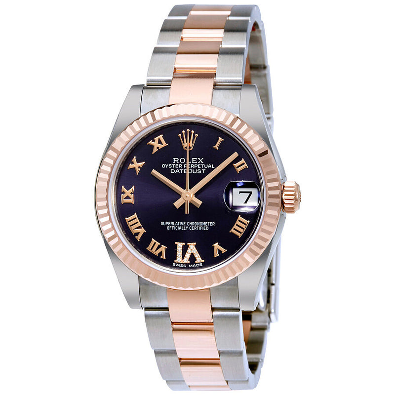 Rolex Datejust Lady 31 Purple Dial Stainless Steel and 18K Everose Gold Oyster Bracelet Automatic Watch #178271PURDO - Watches of America