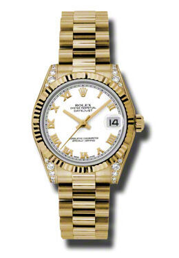 Rolex Datejust Lady 31 White Dial 18K Yellow Gold President Automatic Ladies Watch #178238WRP - Watches of America