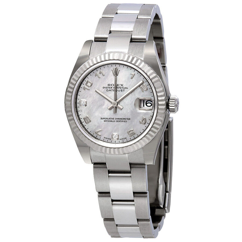 Rolex Datejust Lady 31 White Goldust Mother of Pearl Dial Stainless Steel Oyster Bracelet Automatic Watch #178274WGDMADO - Watches of America