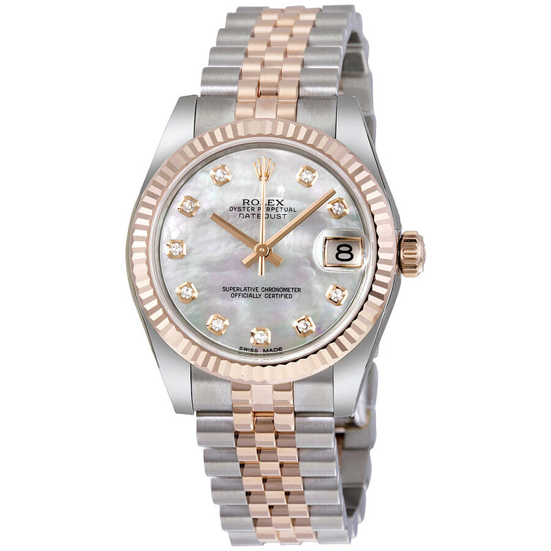 Rolex Datejust Lady 31 White Mother of Pearl Dial Stainless Steel and 18K Everose Gold Jubilee Bracelet Automatic Watch #178271MDJ - Watches of America