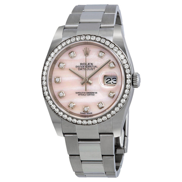 Rolex Datejust Pink Mother of Pearl Diamond Ladies Watch #116244 - Watches of America