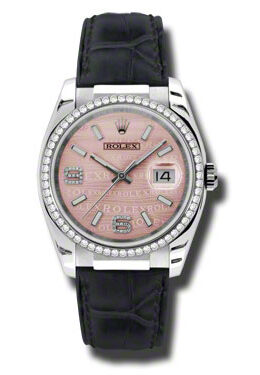 Rolex Datejust Pink Wave Dial Diamond Automatic Ladies Watch #116189PWDAL - Watches of America