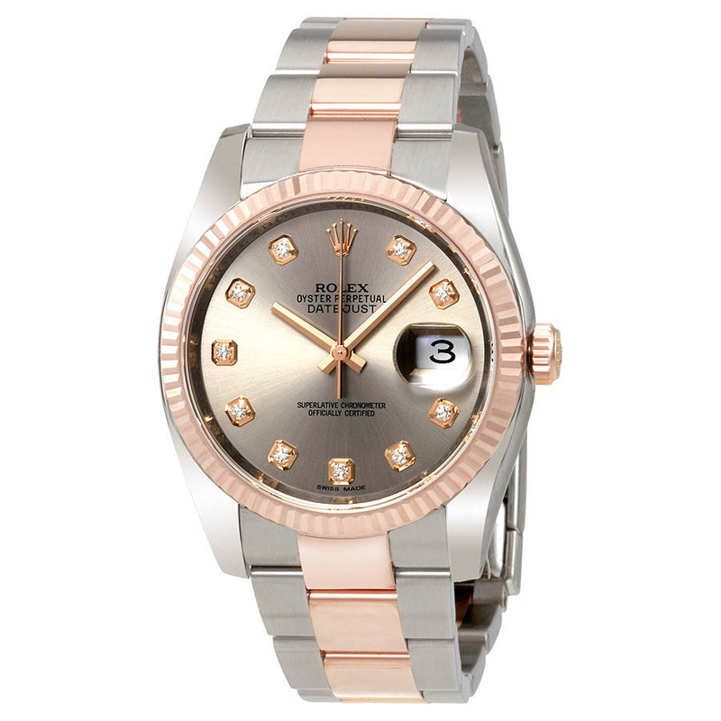 Rolex Datejust Rhodium Dial Steel and 18K Everose Gold Diamond Men's Watch #116231RDO - Watches of America