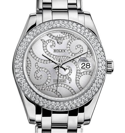 Rolex Datejust Rhodium Set with Diamond Dial 18 Carat White Gold Automatic Ladies Watch #81339ARABESQUE - Watches of America