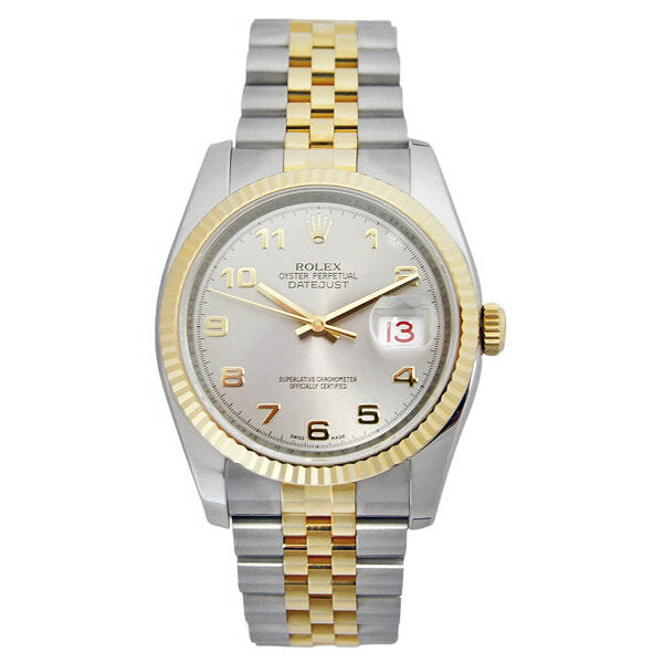 Rolex Oyster Perpetual Datejust 36 Silver Dial Stainless Steel and 18K Yellow Gold Jubilee Bracelet Automatic Men's Watch 116233SAJ#116233-SAJ - Watches of America