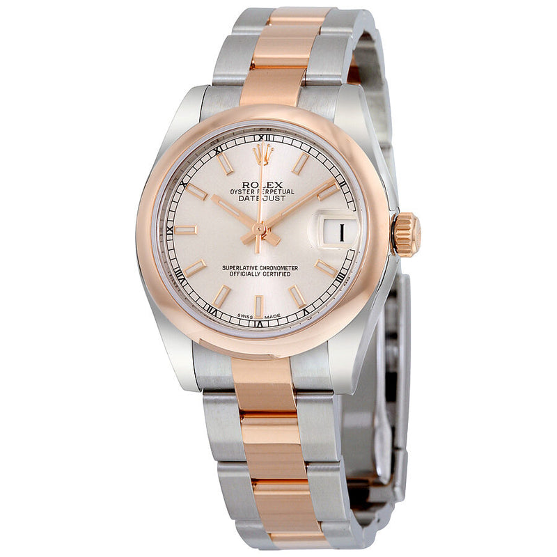 Rolex Datejust Silver Dial Steel and 18K Everose Gold Oyster Ladies Watch #178241SSO - Watches of America