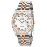 Rolex Datejust White Roman Dial Jubilee Bracelet Two Tone Men's Watch #116201WRJ - Watches of America