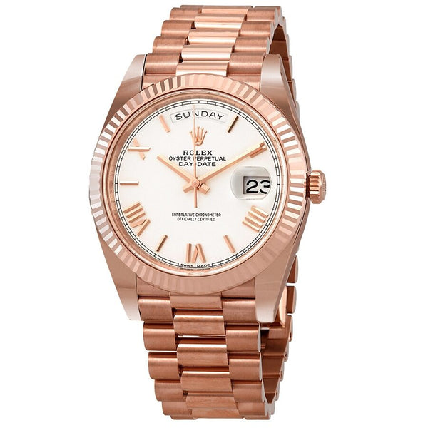 Rolex Day- Date White Dial Automatic Men's 18kt Everose Gold President Watch #228235WRP - Watches of America