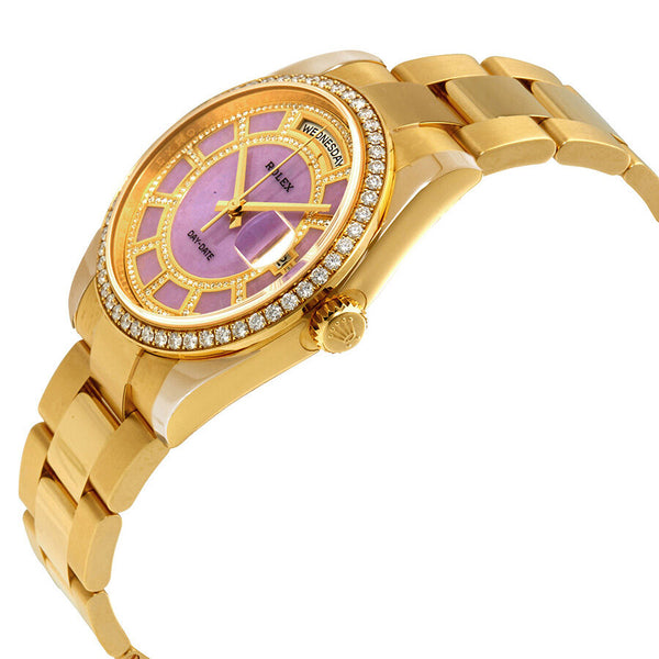 Rolex Day-Date 36 Carousel of Lavender Jade Dial Ladies 18kt Yellow Gold Oyster Watch #118348LVDO - Watches of America #2