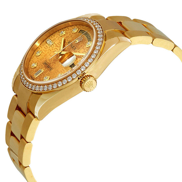 Rolex Day-Date 36  Champagne Jubilee Dial Automatic Diamond Ladies 18kt Yellow Gold Oyster Watch #118348CJDO - Watches of America #2