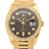 Rolex Day-Date 36 Dark Grey Diamond Dial 18kt Yellow Gold President Watch #128348GYDP - Watches of America