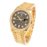 Rolex Day-Date 36 Dark Grey Diamond Dial 18kt Yellow Gold President Watch #128348GYDP - Watches of America #4