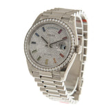 Rolex Day-Date 36 Diamond Pave Dial 18kt White Gold President Watch #128349DSP - Watches of America #3