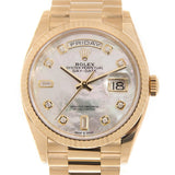 Rolex Day-Date 36 Mother of Pearl Diamond Automatic 18kt Yellow Gold President Watch #128238MDP - Watches of America #2