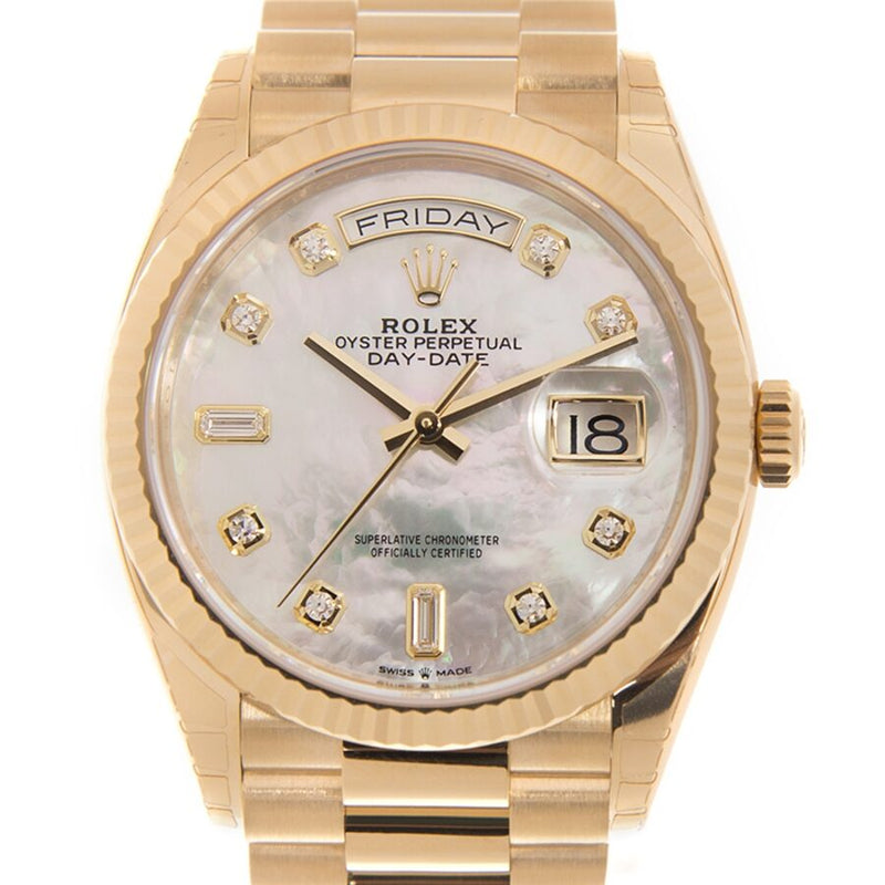 Rolex Day-Date 36 Mother of Pearl Diamond Automatic 18kt Yellow Gold President Watch #128238MDP - Watches of America