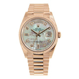 Rolex Day-Date 36 Mother of Pearl Diamond Dial Automatic 18kt Everose Gold President Watch #128235MDP - Watches of America #3