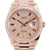 Rolex Day-Date 36 Paved Dial Automatic 18kt Everose Gold President Watch #128345DSP - Watches of America