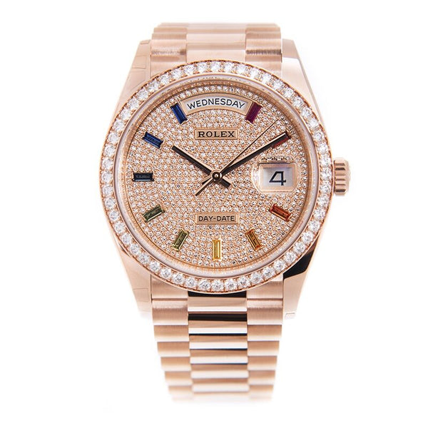 Rolex Day-Date 36 Paved Dial Automatic 18kt Everose Gold President Watch #128345DSP - Watches of America #2