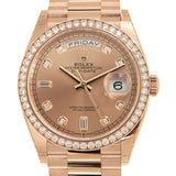 Rolex Day-Date 36 Rose Diamond Dial Automatic 18kt Everose Gold President Watch #128345PDP - Watches of America #2