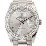 Rolex Day-Date 36 Silver Dial 18kt White Gold President Watch #128349SSP - Watches of America