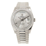 Rolex Day-Date 36 Silver Dial 18kt White Gold President Watch #128349SSP - Watches of America #3