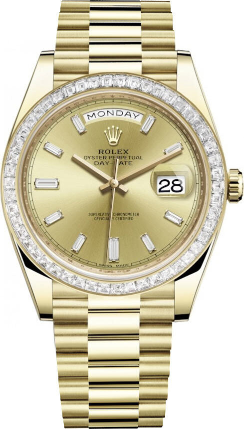 Rolex Day Date 40 Automatic Champagne Diamond Dial Men's 18kt Yellow Gold President Watch #228398CDP - Watches of America