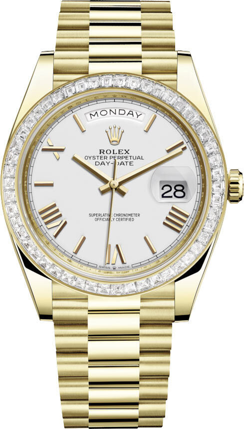 Rolex Day Date 40 Automatic White Dial Men's 18kt Yellow Gold President Watch #228398WRP - Watches of America