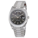 Rolex Day-Date 40 Dark Rhodium Stripe Motif Dial 18K White Gold President Automatic Men's Watch #228239RSSP - Watches of America