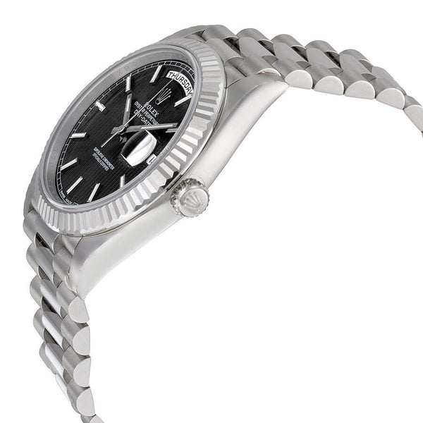 Rolex Day-Date 40 Dark Rhodium Stripe Motif Dial 18K White Gold President Automatic Men's Watch #228239RSSP - Watches of America #2