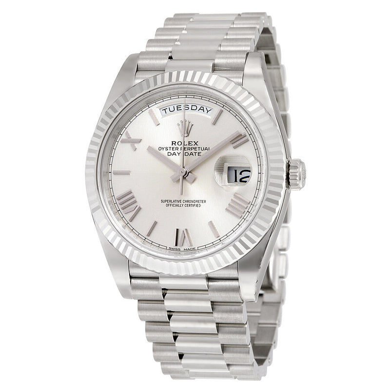 Rolex Day-Date 40 Silver Quadrant Motif Dial 18K White Gold President Automatic Men's Watch #228239SQRSP - Watches of America