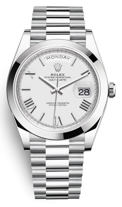 Rolex Day Date 40 White Dial Automatic Men's Platinum President Watch #228206WSRP - Watches of America