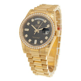 Rolex Day-Date Automatic Chronometer Diamond Black Dial Unisex Watch #118348-0024 - Watches of America #3