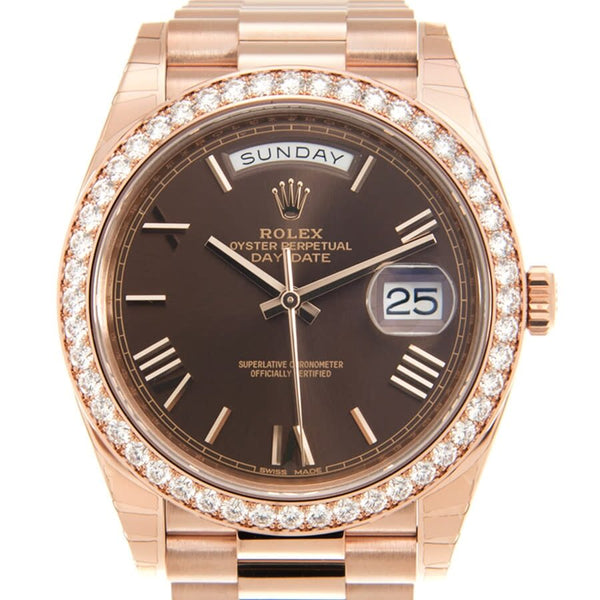 Rolex Day-Date Automatic Chronometer Diamond Brown Dial Unisex Watch #228345CHRP - Watches of America