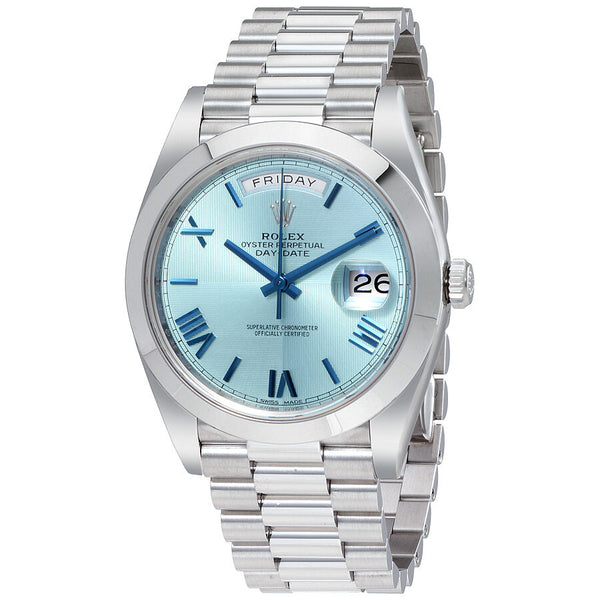 Rolex Day-Date Automatic Ice Blue Dial Platinum Men's Watch #228206IBLSRP - Watches of America