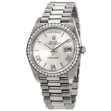 Rolex Day-Date Automatic Silver Dial Men's 18kt White Gold Diamond President Watch #228349SRP - Watches of America