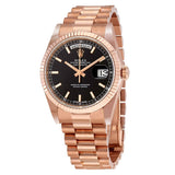 Rolex Day-Date Black Dial 18K Everose Gold President Automatic Men's Watch #118235BKSP - Watches of America
