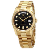 Rolex Day-Date Black Dial 18K Yellow Gold President Automatic Men's Watch #118238BKDP - Watches of America