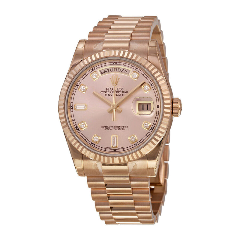 Rolex Day-Date Champagne Dial 18K Everose Gold President Automatic Ladies Watch #118235CDP - Watches of America