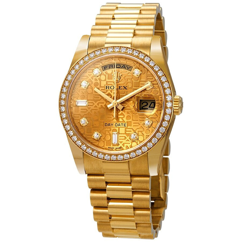 Rolex Day-Date Champagne Jubilee Automatic 18kt Yellow Gold 36 mm President Watch#118348CJDP - Watches of America