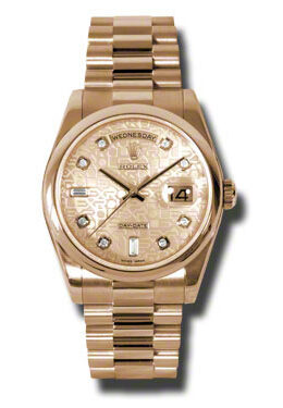 Rolex Day-Date Champagne Dial 18K Everose Gold President Automatic Men's Watch #118205CJDP - Watches of America