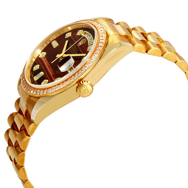 Rolex Day-Date Chocolate Bulls Eye Diamond Dial Automatic Men's 18kt Yellow Gold President Watch #118398CHBEDP - Watches of America #2
