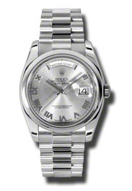 Rolex Day-Date Grey Dial Platinum President Automatic Men's Watch #118206GYRP - Watches of America