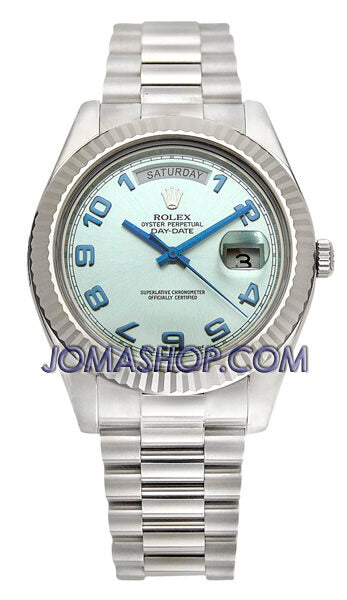 Rolex Day-Date II Blue Dial 18K White Gold President Automatic Men's Watch #218239BLAP - Watches of America