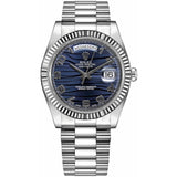Rolex Day-Date II Blue Wave Dial 18K White Gold President Automatic Men's Watch #218239BLWAP - Watches of America