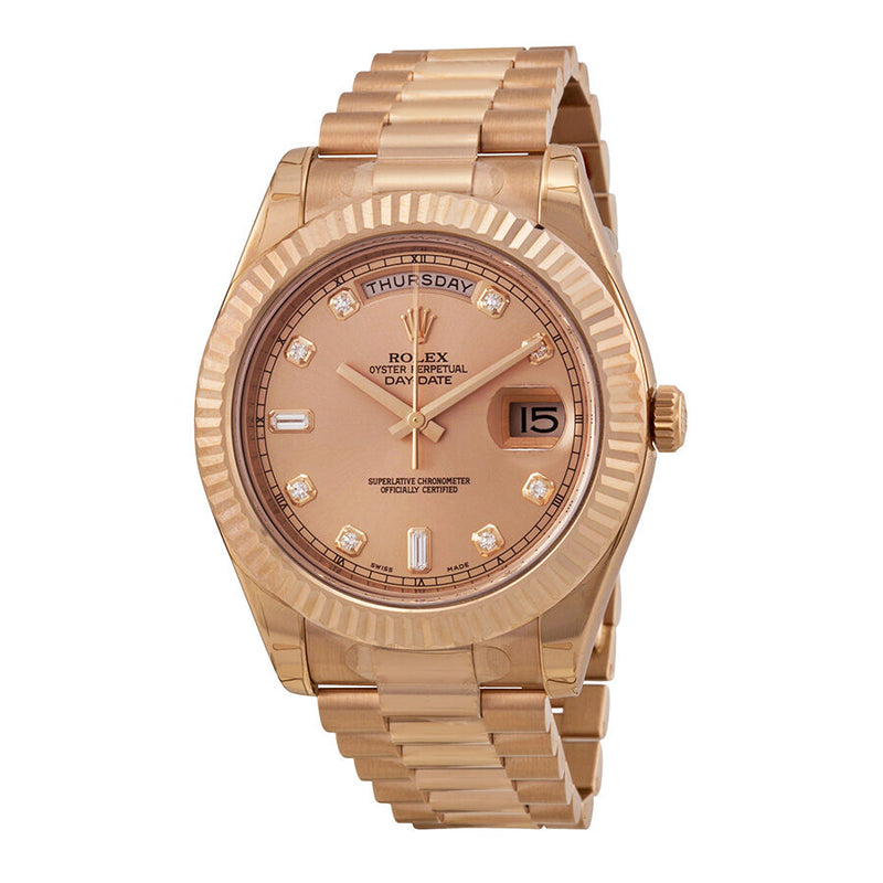 Rolex Day-Date II Champagne Dial 18K Everose Gold President Automatic Men's Watch #218235CDP - Watches of America