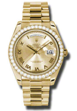 Rolex Day-Date II Champagne Dial 18K Yellow Gold President Automatic Men's Watch #218348CRP - Watches of America